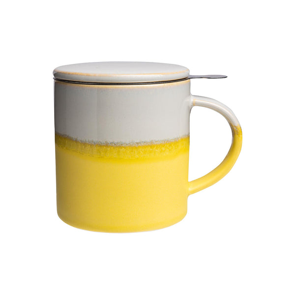 Hand-dipped Stoneware Cup with Lid & Strainer - Warm