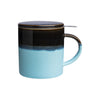Hand-dipped Stoneware Cup with Lid & Strainer - Cool