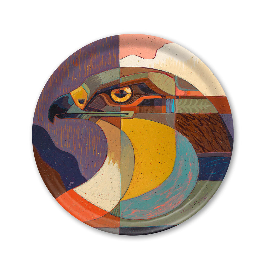 Finnish Birch Tray - Round - Red-tailed Hawk