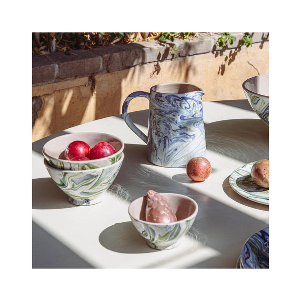 Marbled Ocean Pitcher - on table