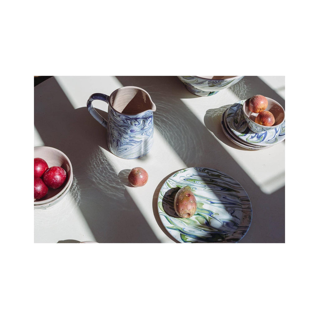 Marbled Ocean Pitcher - on table
