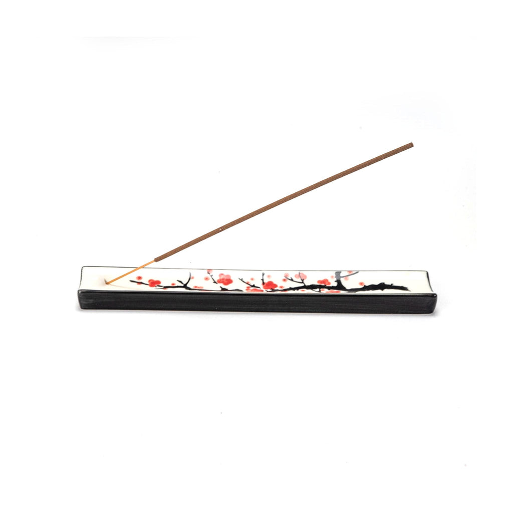 Hand-painted Ceramic Incense Holder - Cherry Blossoms