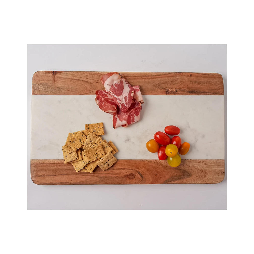 Marble and Acacia Wood Serving Board - in use