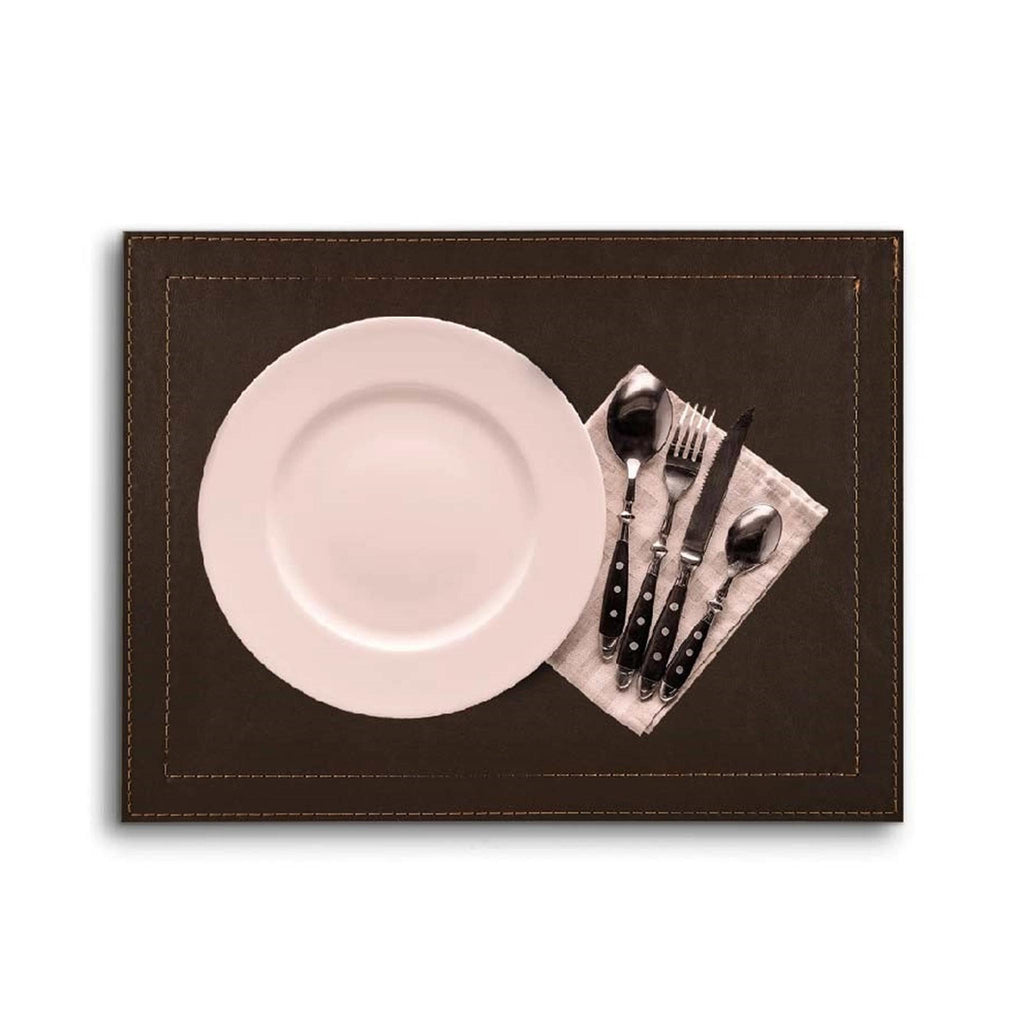 Classic Luxe Faux Leather Placemats - Brown Obsidian
