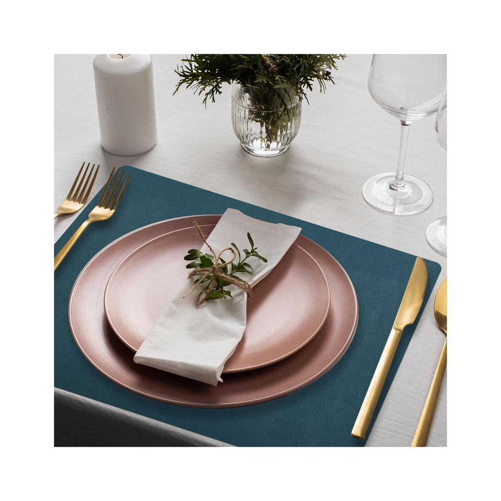 Mattola Bauhaus Leather Look Placemats - Petrol on table