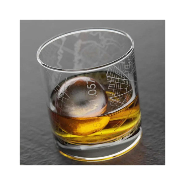 Boston Map Whiskey Rocks Glass