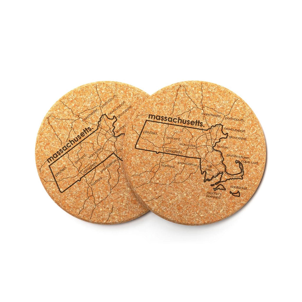 Massachusetts Cork Coaster - Set of 2