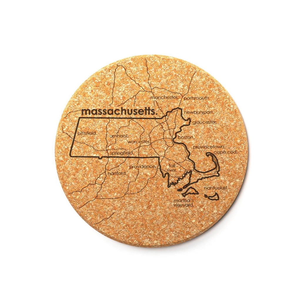 Massachusetts Cork Coaster - Set of 2 - close up