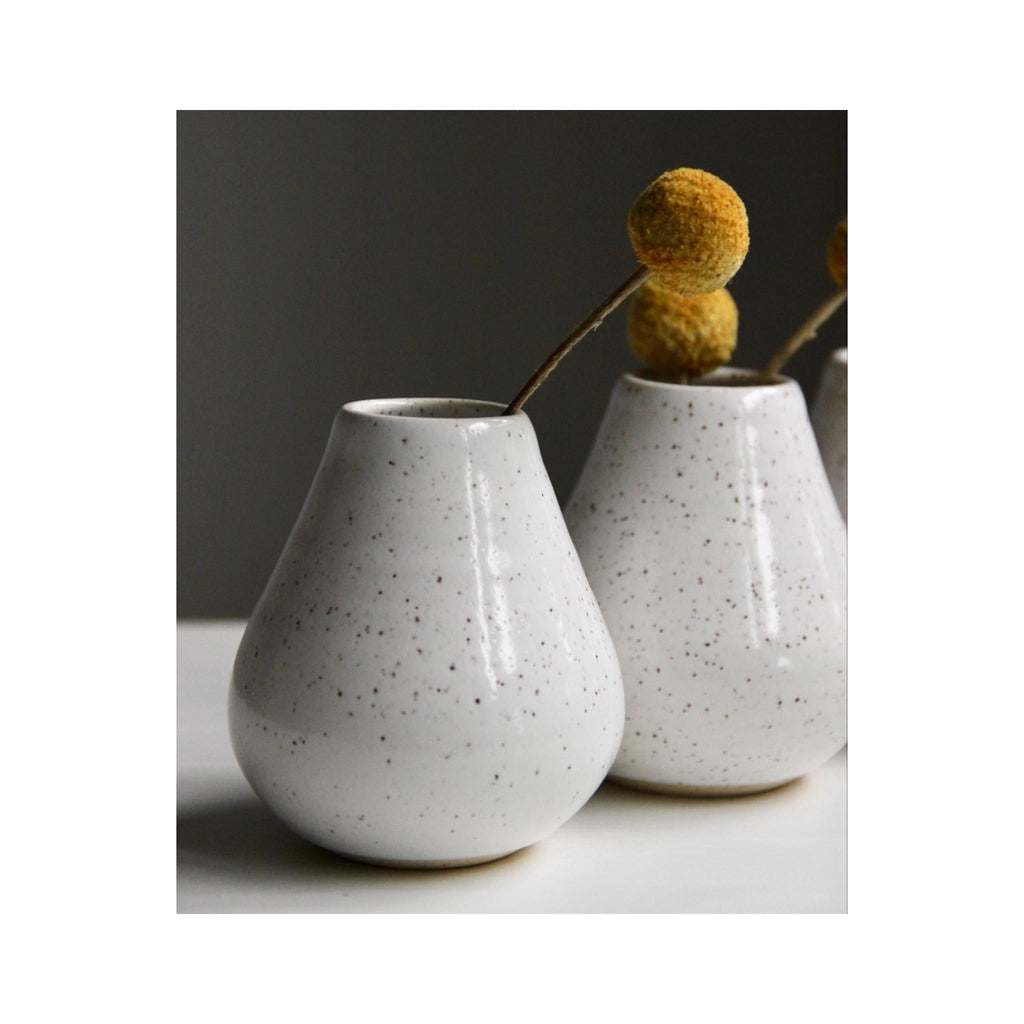 Handmade Speckled White Ceramic Bud Vase