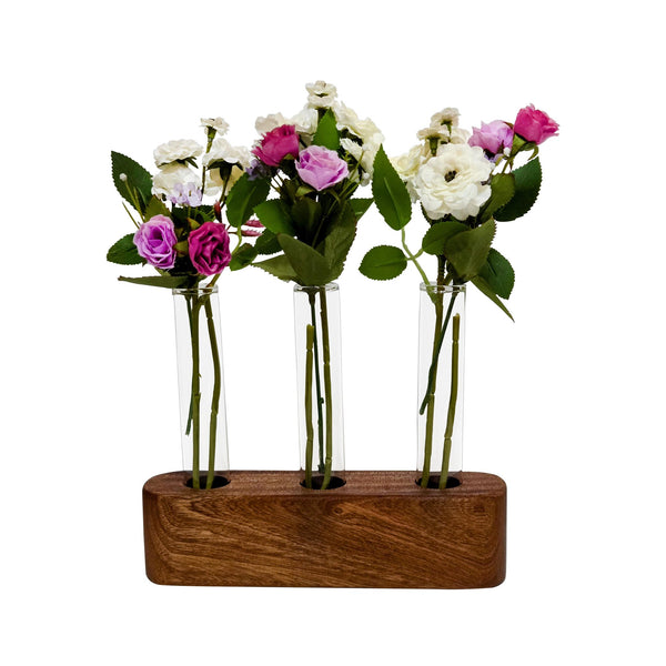  The Wooden Board Wooden Flower Holders- 3 Hole in use