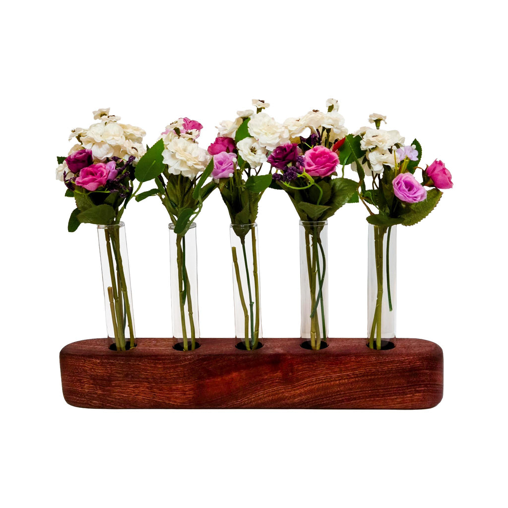 The Wooden Board Wooden Flower Holders - 5 Hole in use