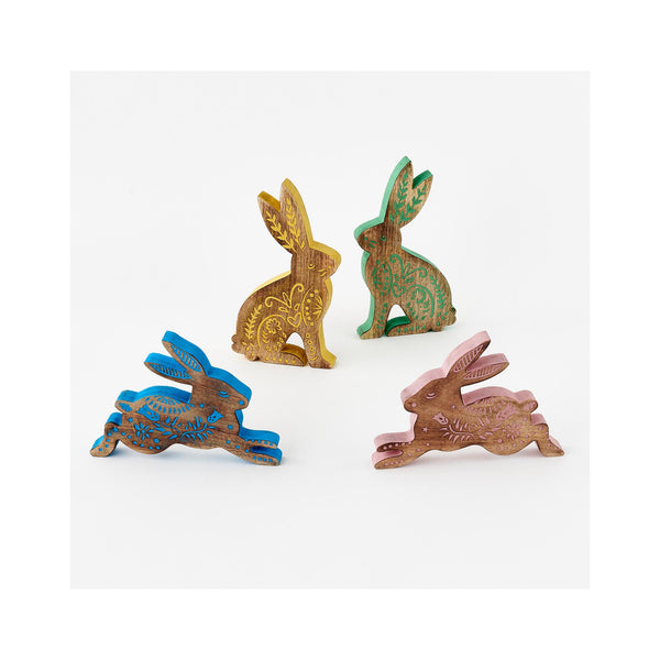 Carved Wooden Bunny Silhouettes