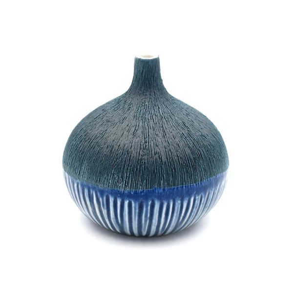 Porcelain Congo Tiny Bulb Vases - Small - Blue Dual Textures
