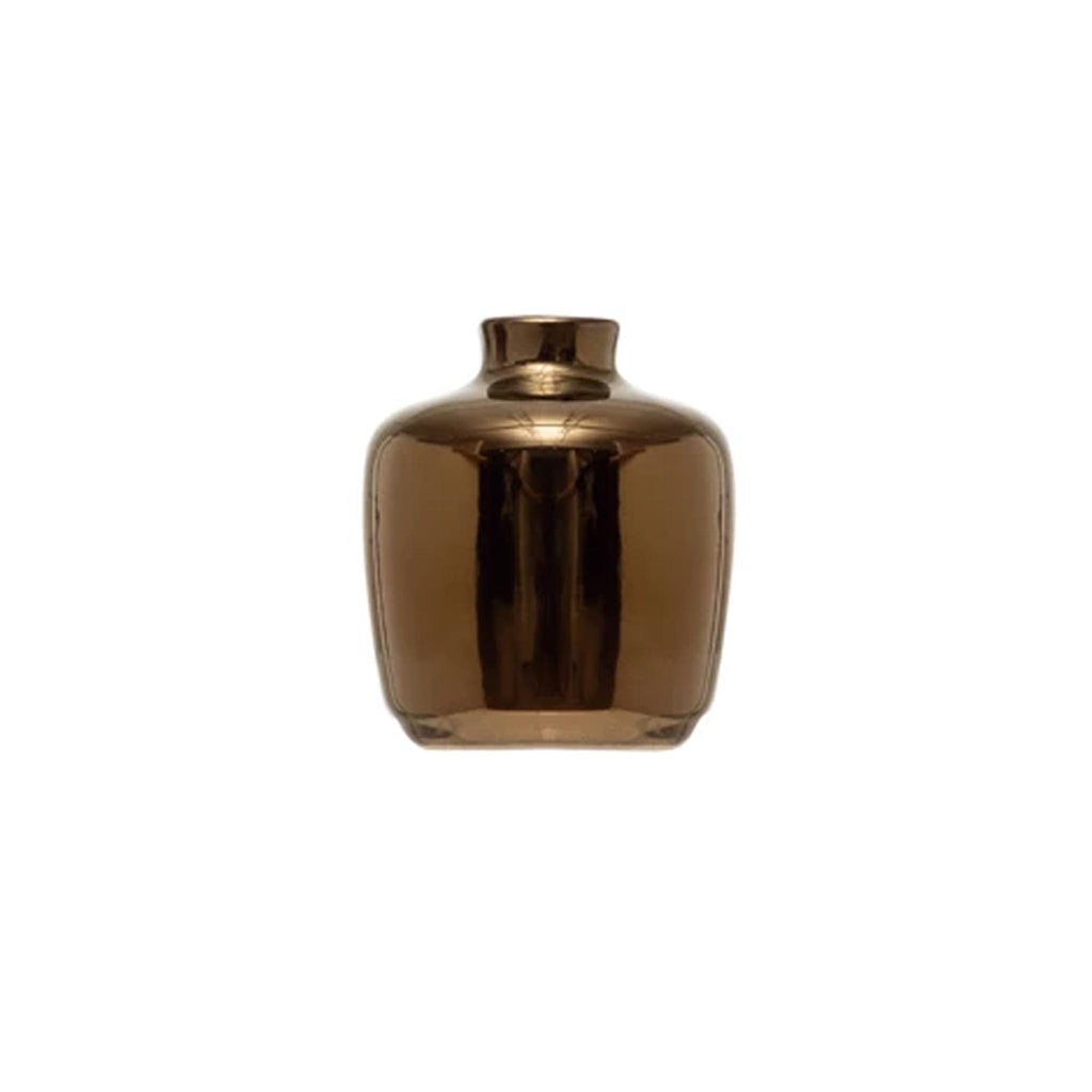 Mini Stoneware Bud Vases - Small Metallic Bronze