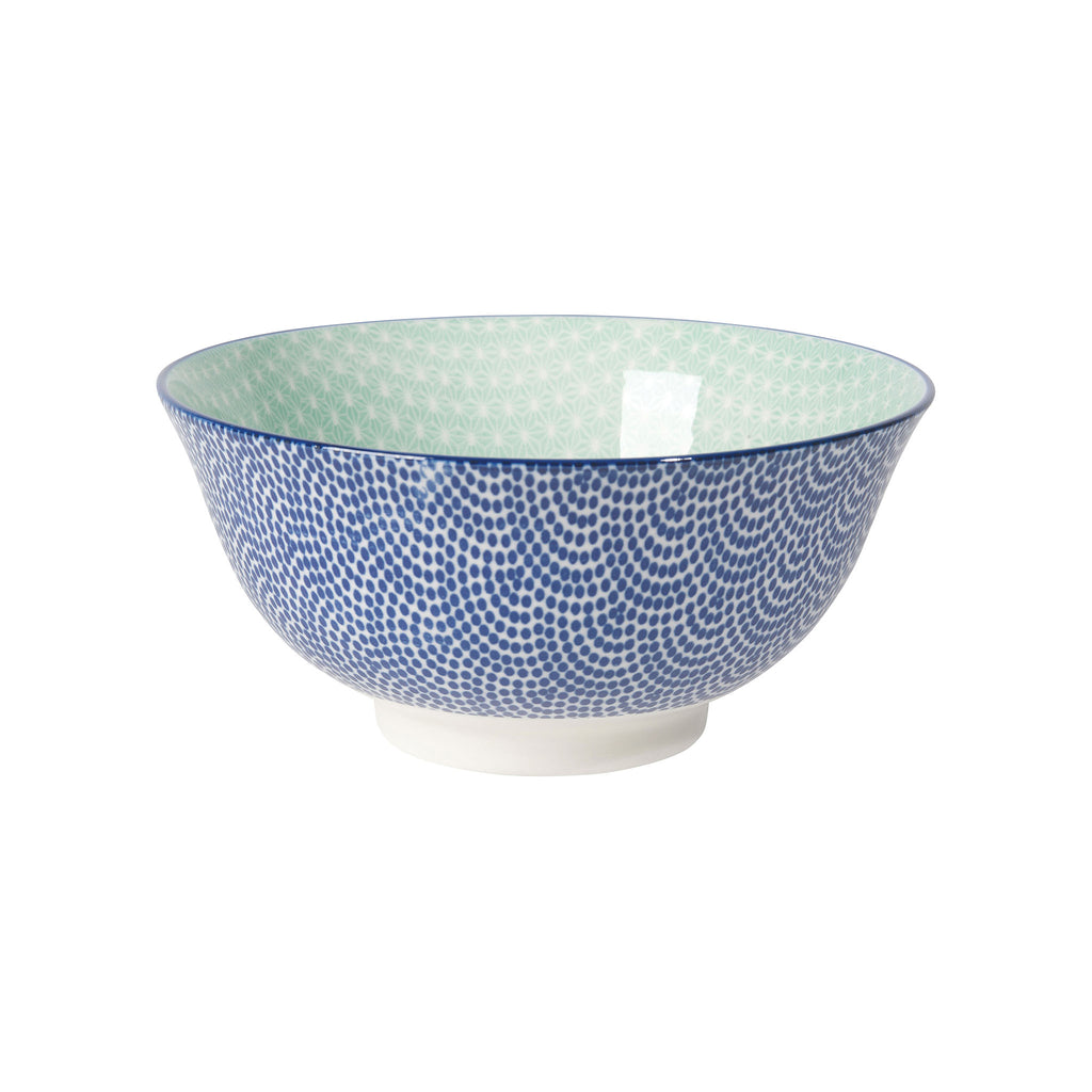 Porcelain Stamped Bowl - Blue Waves