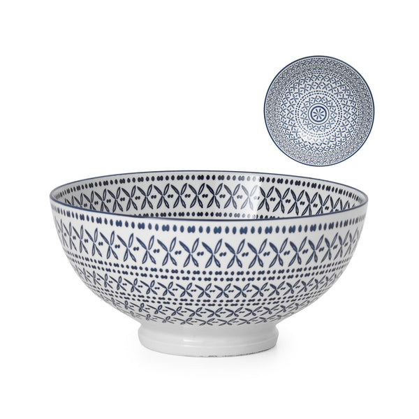 Kiri Porcelain Bowl - Blue Stitch- Large