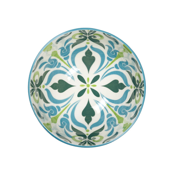 Kiri Porcelain Bowl - Teal Filigree - Small - interior