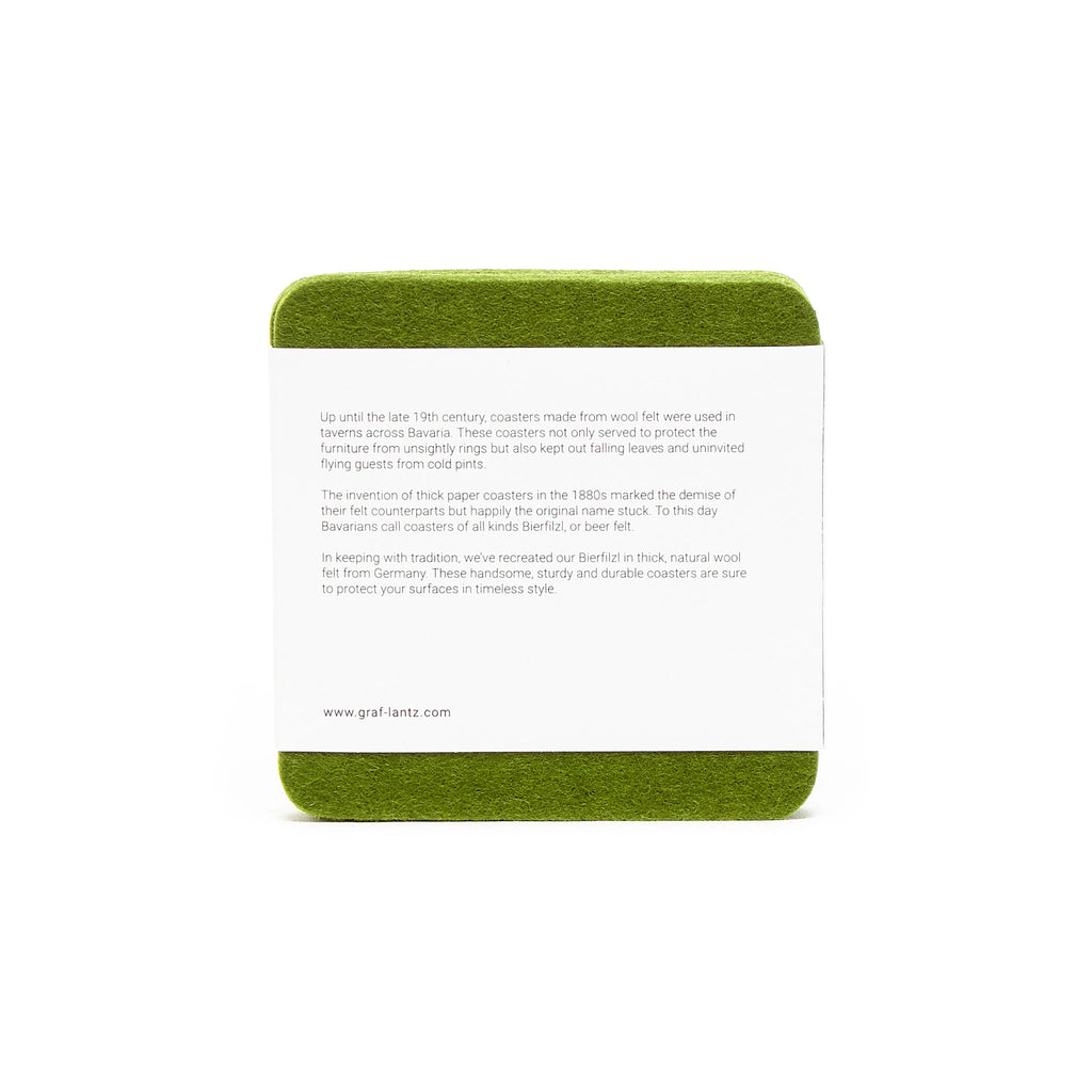 Bierfilzl Wool Felt Coaster Set of 4 - Loden Green - packaging back