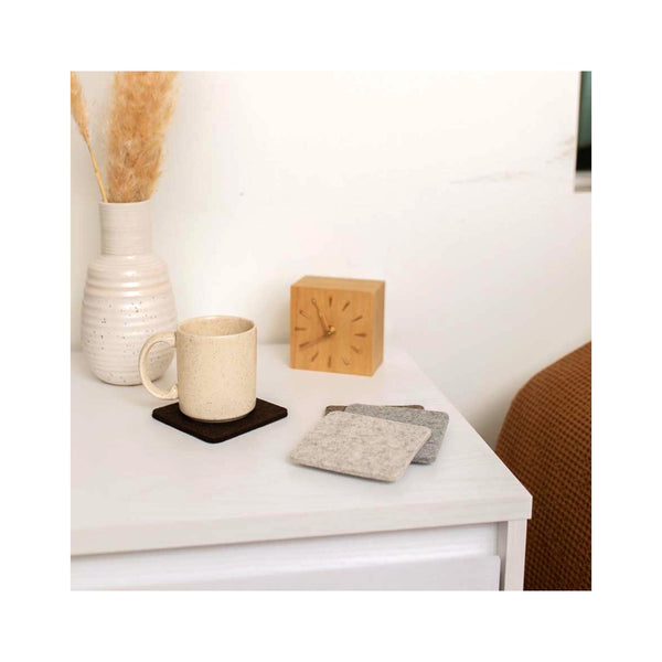 Bierfilzl Wool Felt Coaster Set of 4 - Earth Mix in use