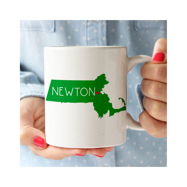 Newton Heart Massachusetts Mug - Green