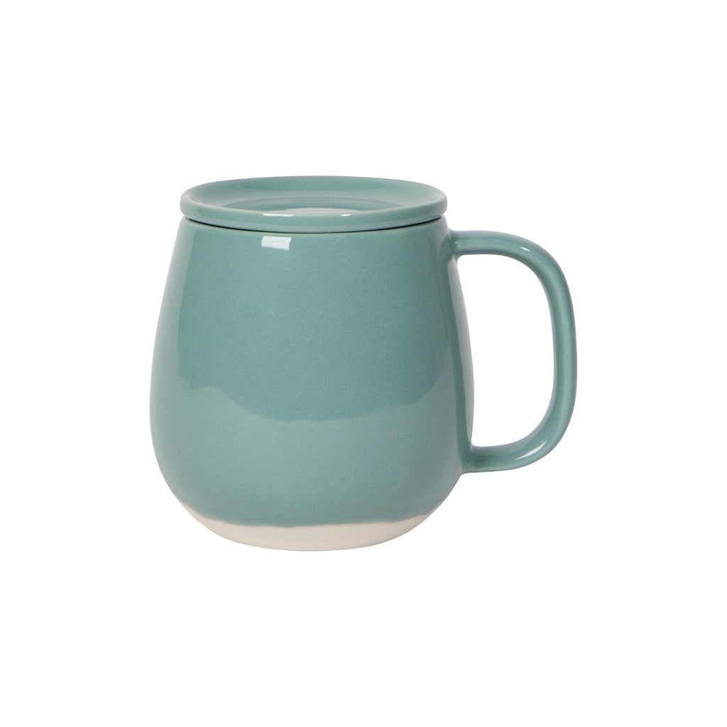 Lidded Tinted Stoneware Mugs - Lagoon