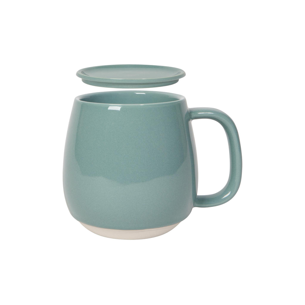 Lidded Tinted Stoneware Mugs - Lagoon