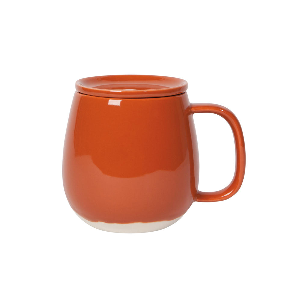 Lidded Tinted Stoneware Mugs - Terracotta