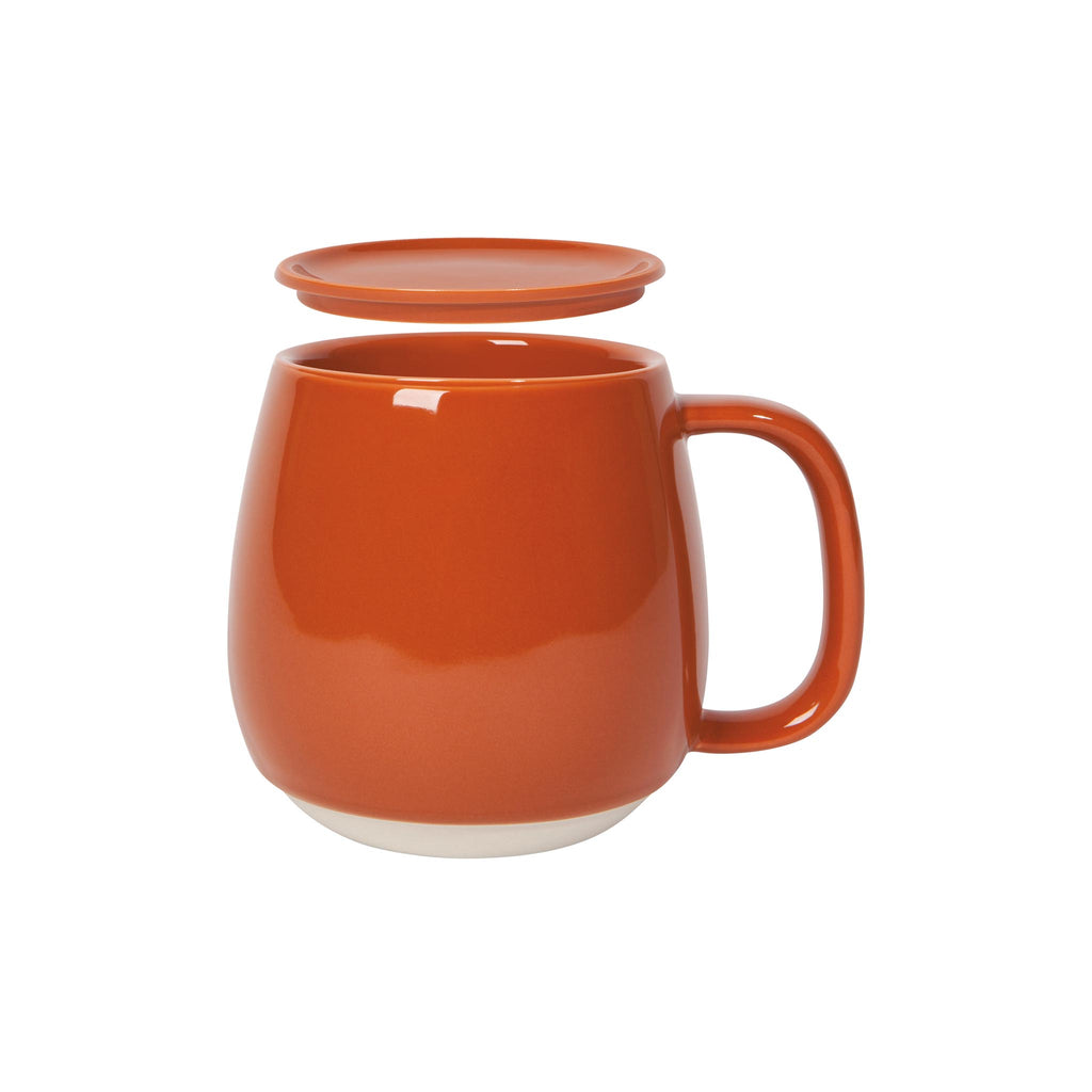 Lidded Tinted Stoneware Mugs - Terracotta