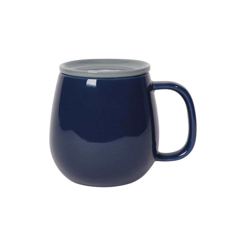 Lidded Tinted Stoneware Mugs - Midnight