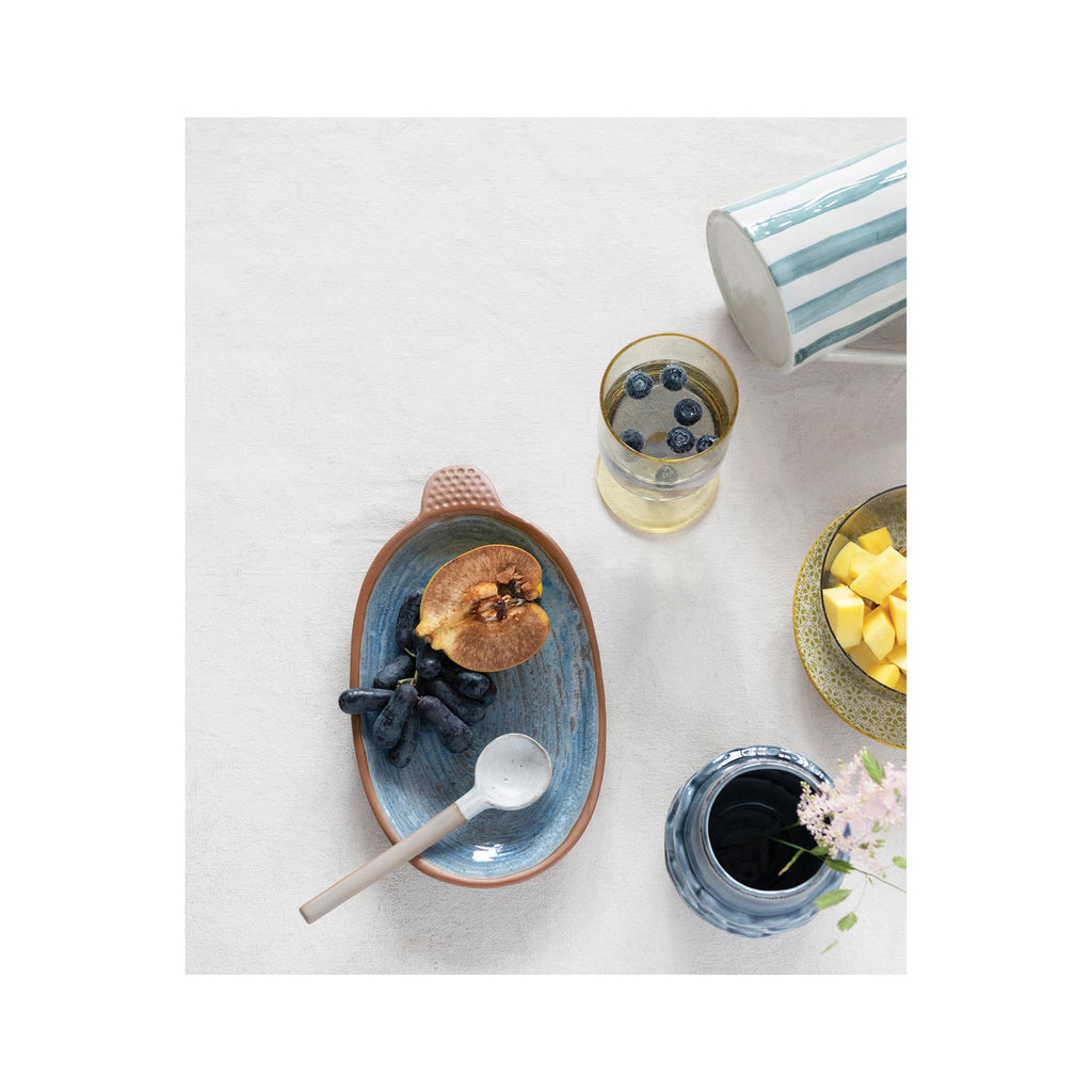 Stoneware Platter with Handle - in use