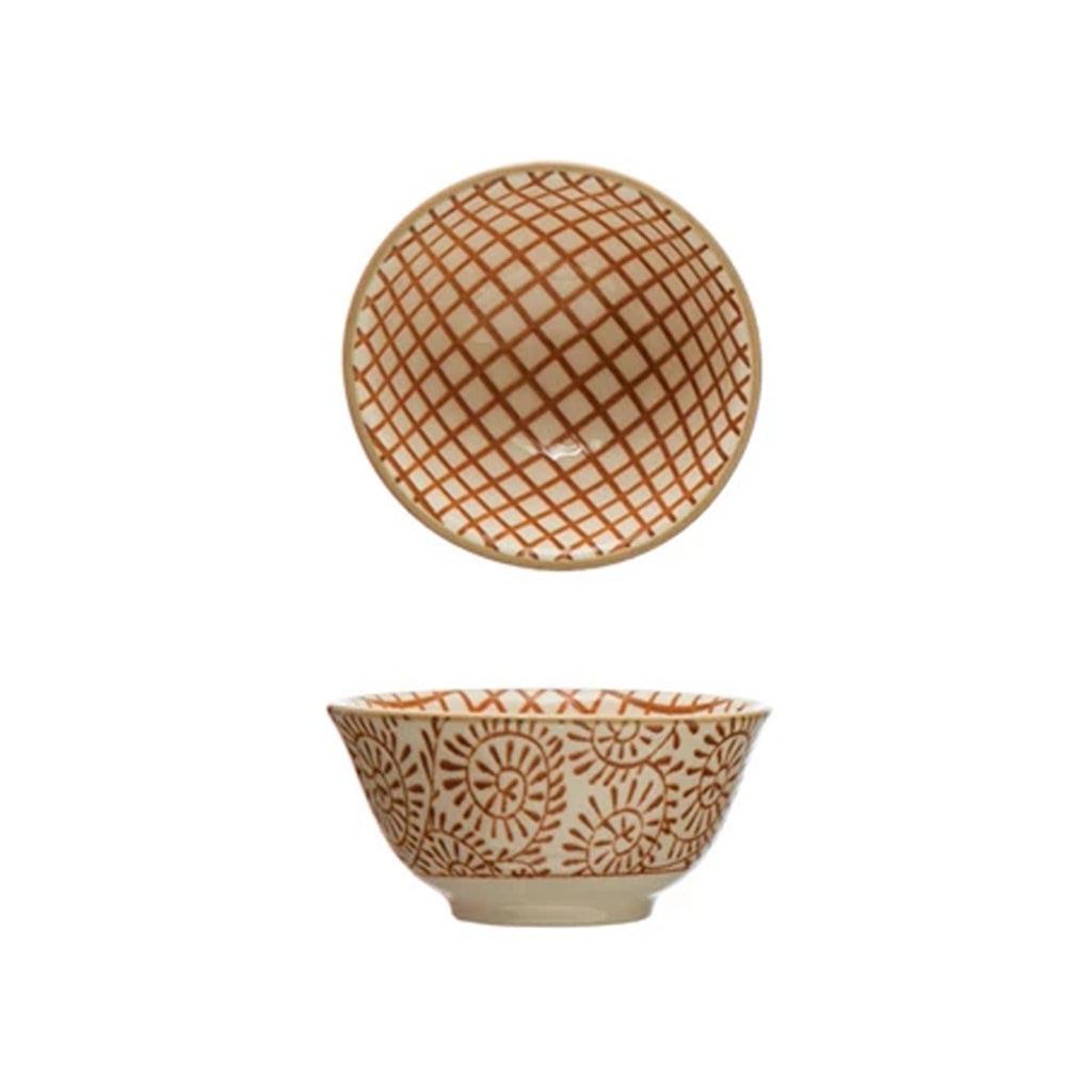 Hand-stamped Ceramic Pinch Bowls - Dots - Terracotta