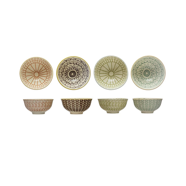 Small Stoneware Bowls with Patterns