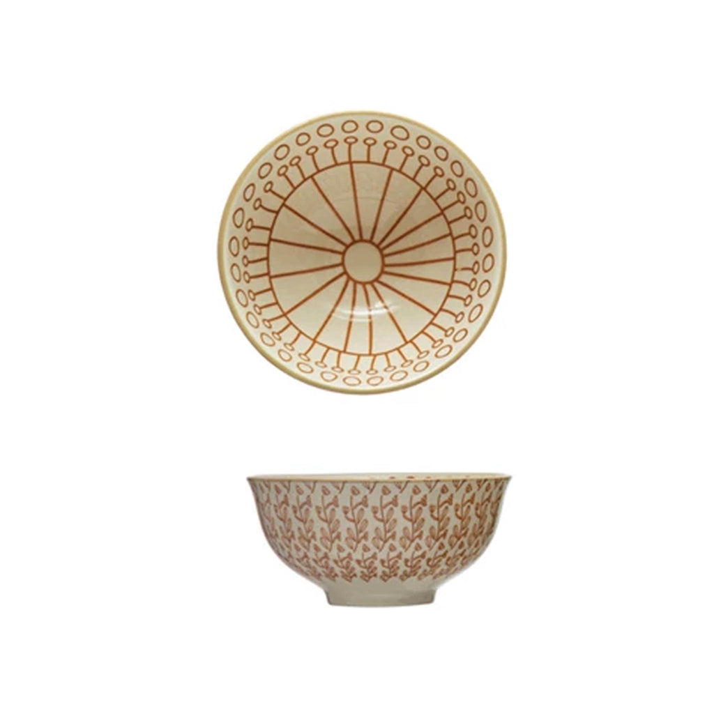 Small Stoneware Bowls with Patterns - Orange