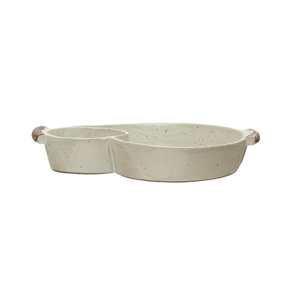 Stoneware Sectioned Serving Dish with Handles - profile
