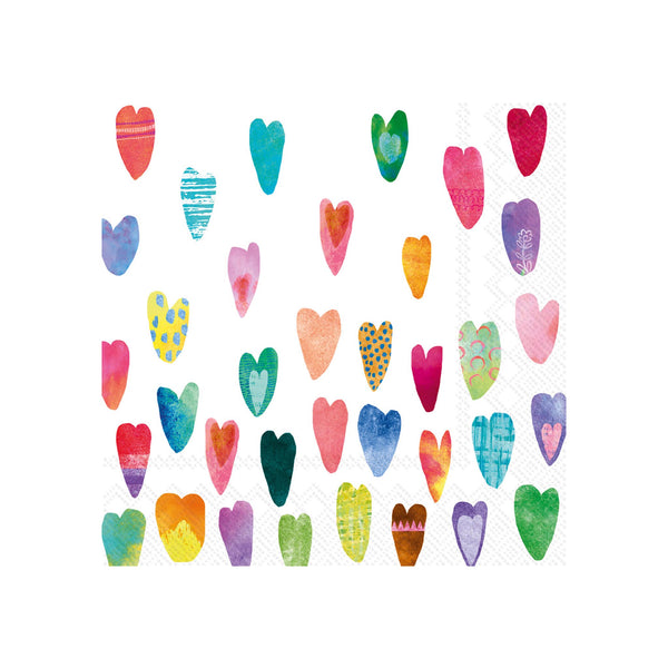 Rainbow Hearts Beverage Napkins