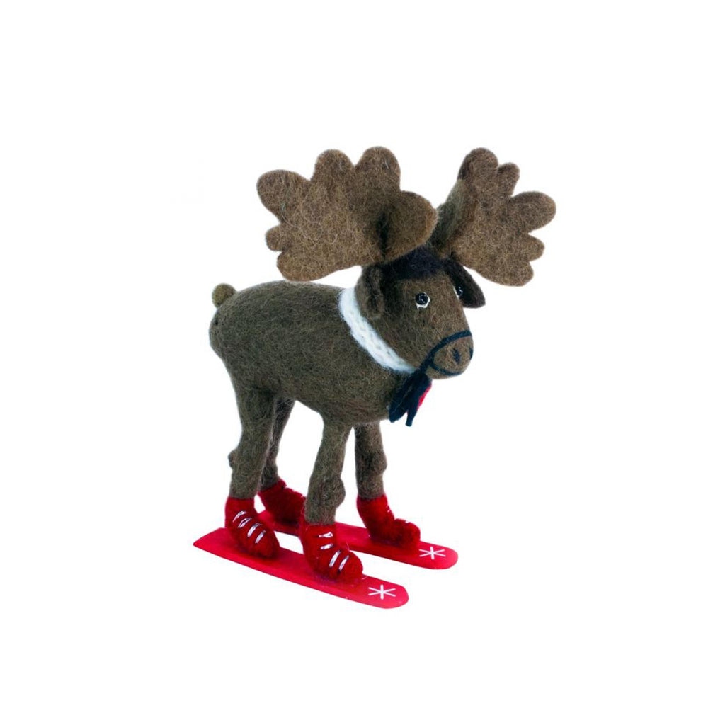 Wintertime Friends Felt Ornaments - Skiing Moose
