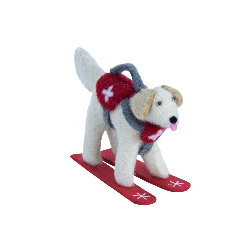 Wintertime Friends Felt Ornaments - Skiing Retriever