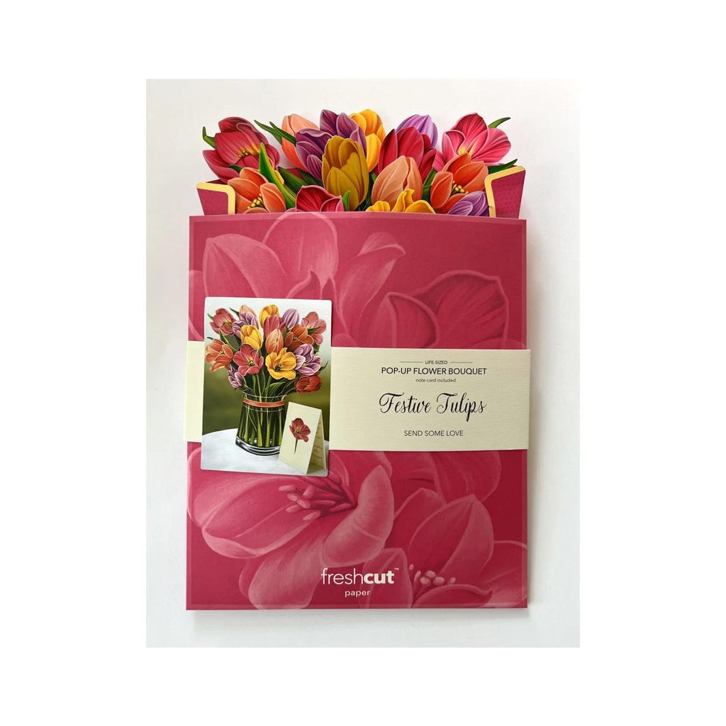 Fresh Cut Paper 3D Pop Up Bouquet - Festive Tulips - packaging