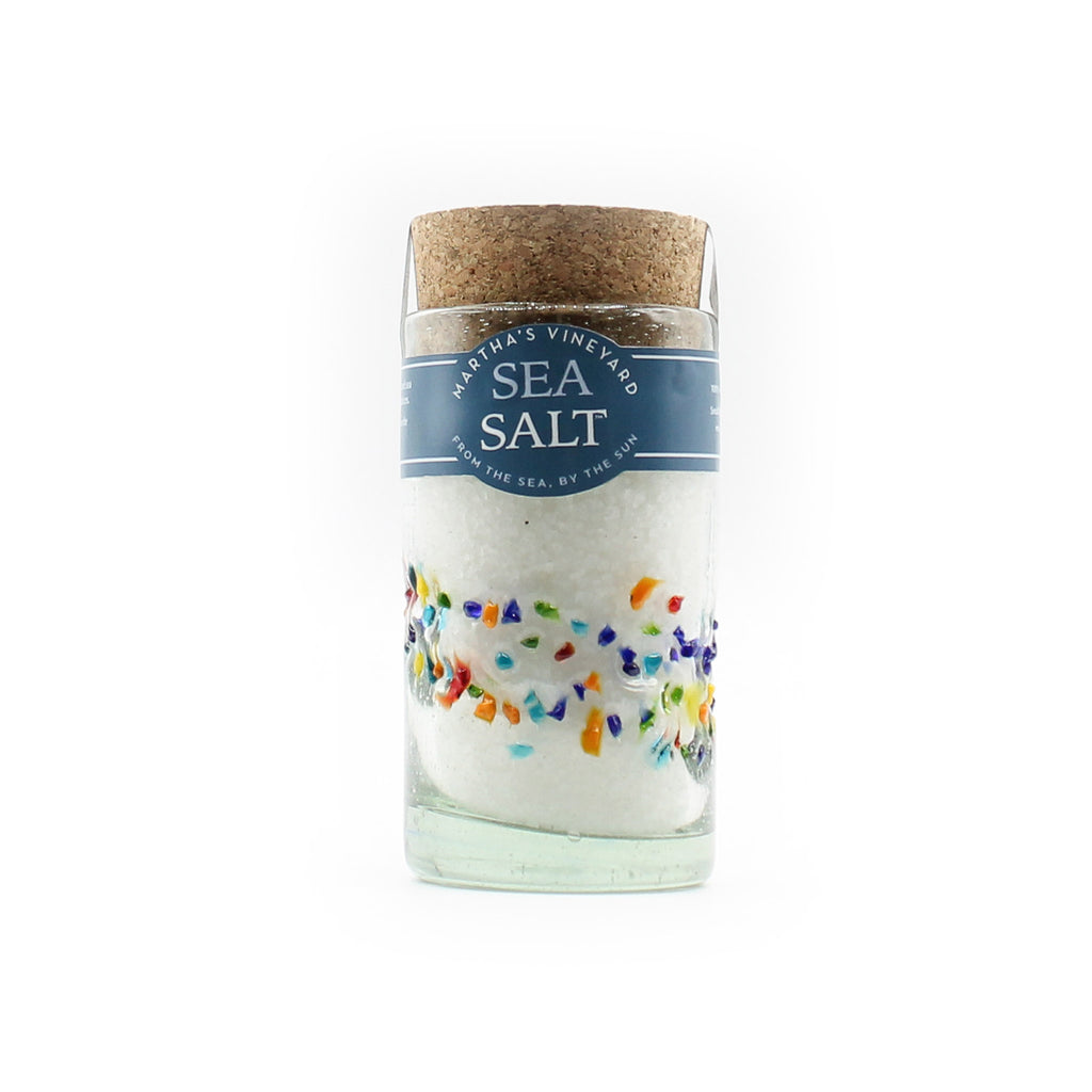 Martha's Vineyard Sea Salt in Recycled Container with Sea Glass
