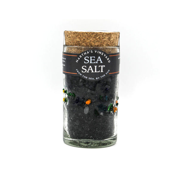 Martha's Vineyard "Naughty" Sea Salt in Recycled Container with Sea Glass