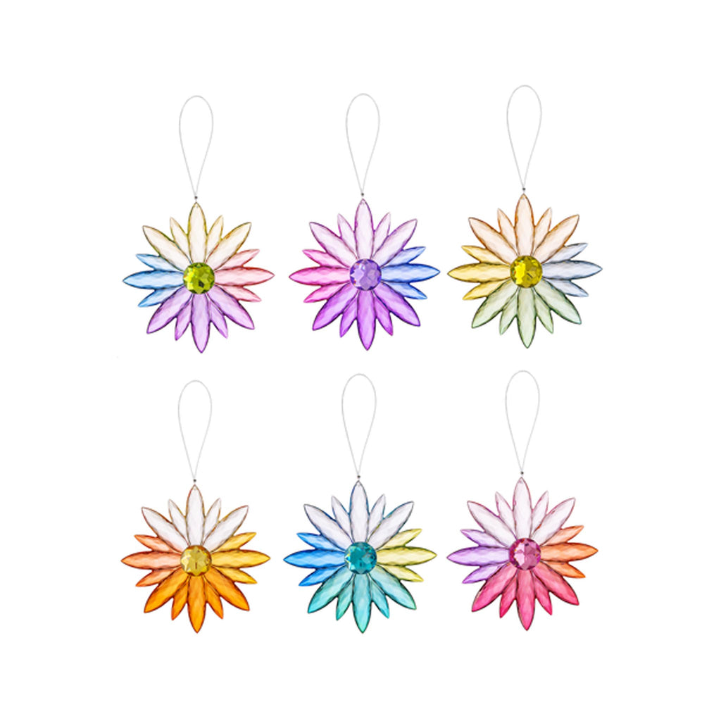 Multi-colored Jewel Flower Ornaments