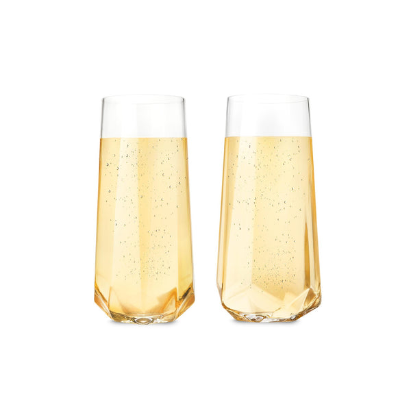Faceted Crystal Champagne Glass Set of 2