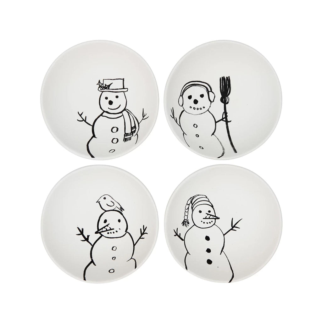 Stoneware Bowls with Snowmen