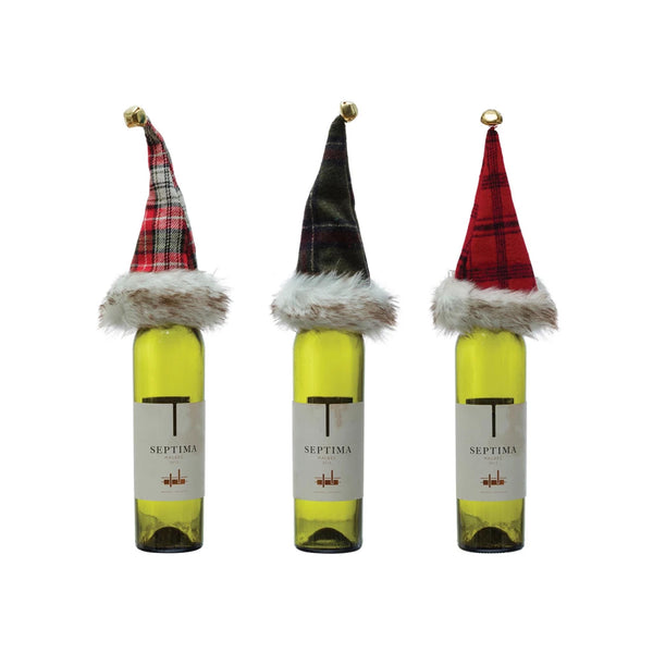 Festive Plaid Cap Bottle Toppers