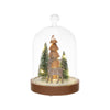 Glass Cloche with LED Winter Forest Scene with Deer - lit