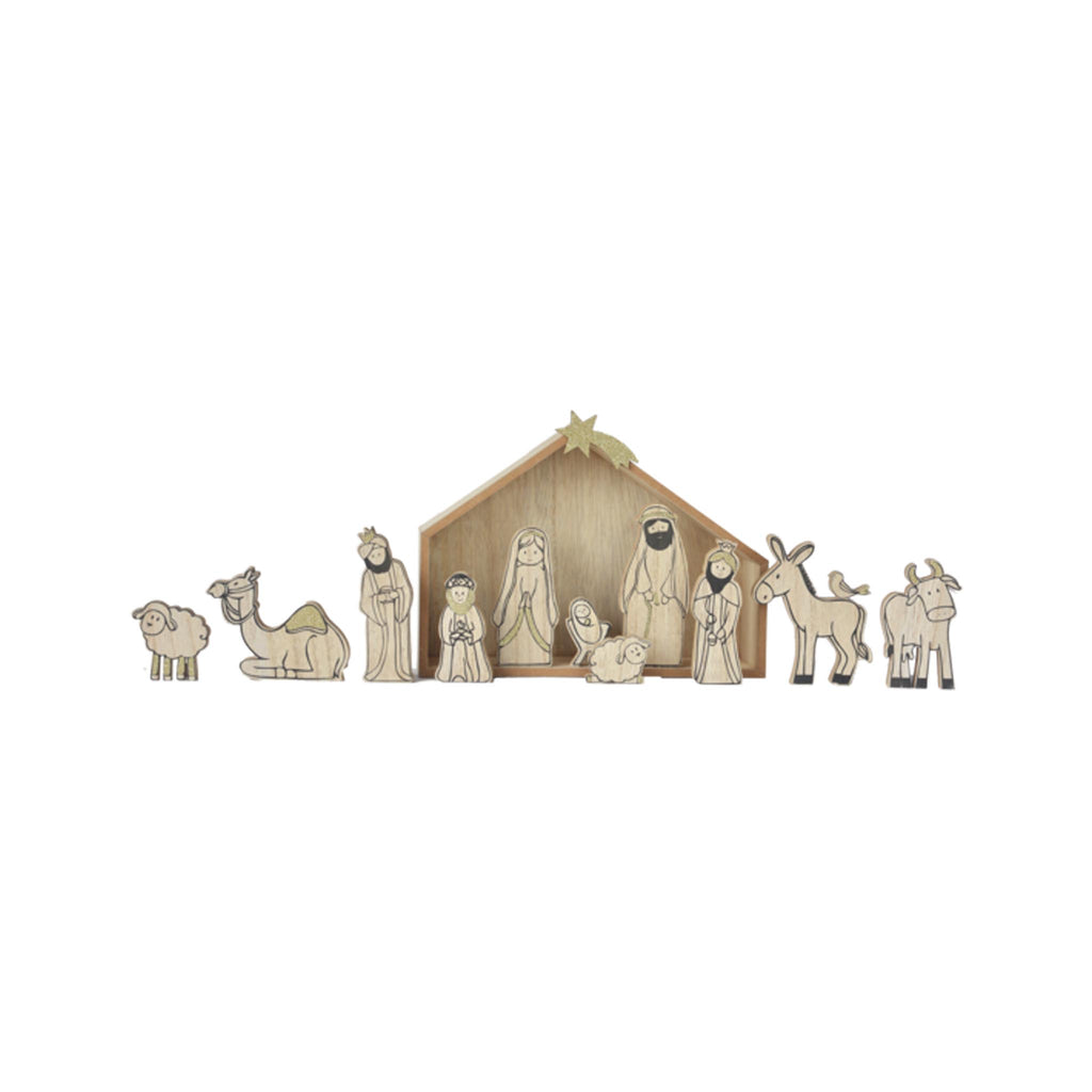 Wood Grain Nativity Scene