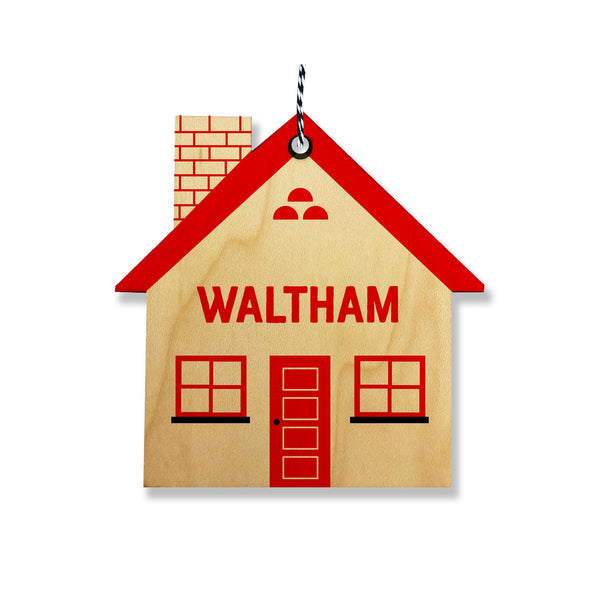 Wooden Die Cut Waltham Massachusetts Ornaments - House