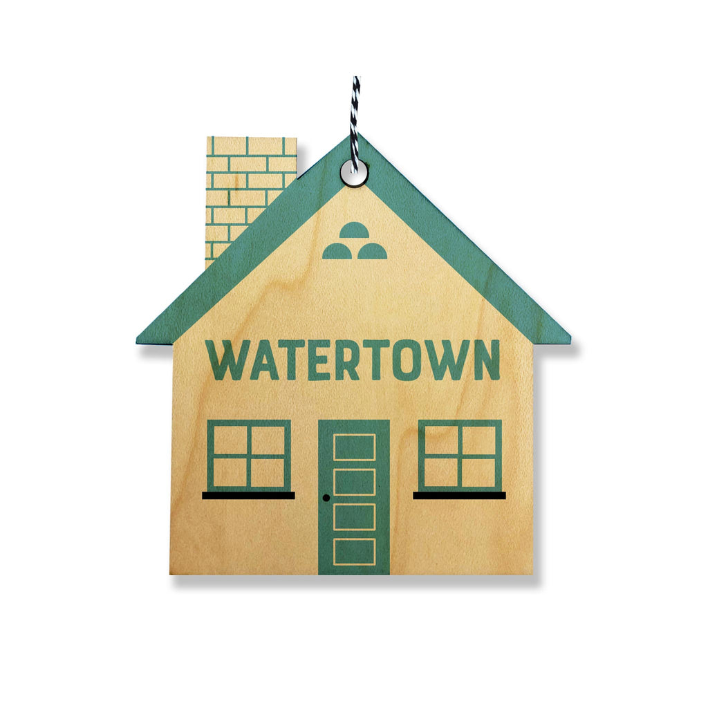 Wooden Die Cut Watertown Massachusetts Ornaments - House