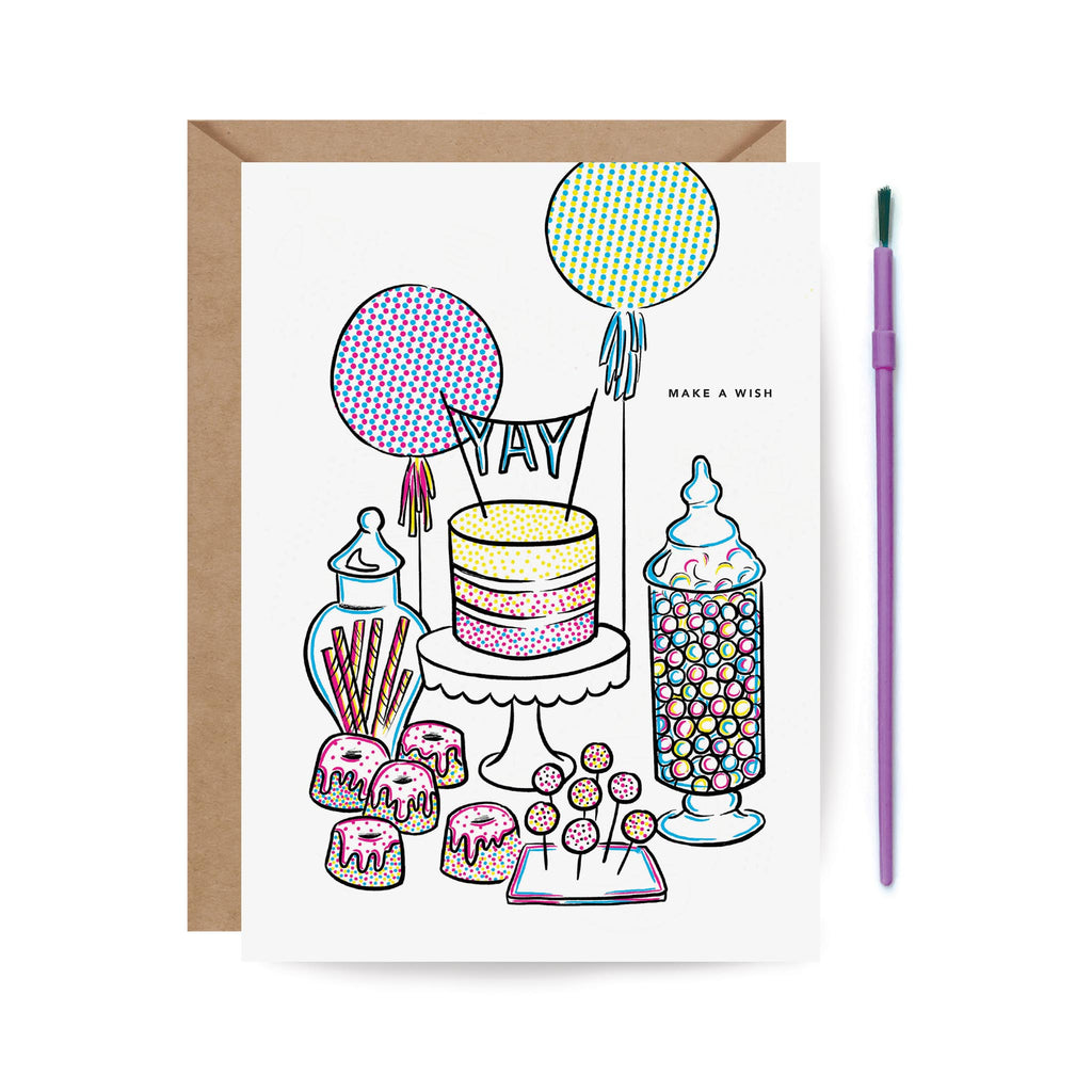 Inklings Paint By Water Greeting Cards - Sweets Table Birthday