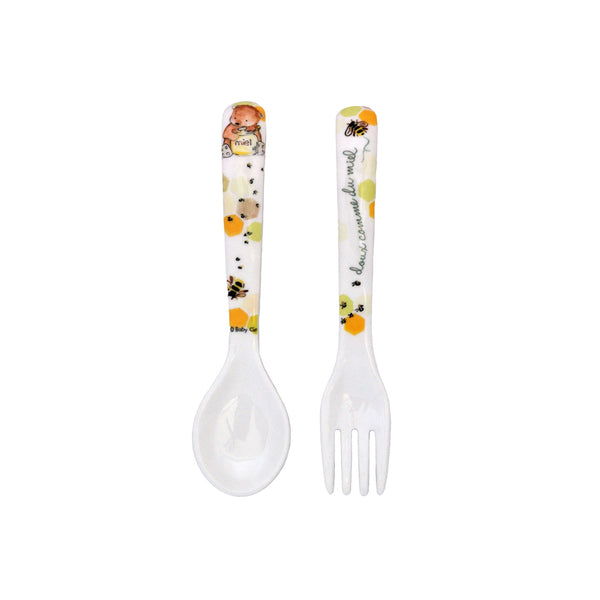 Textured Fork & Spoon Set - Sweet as Honey